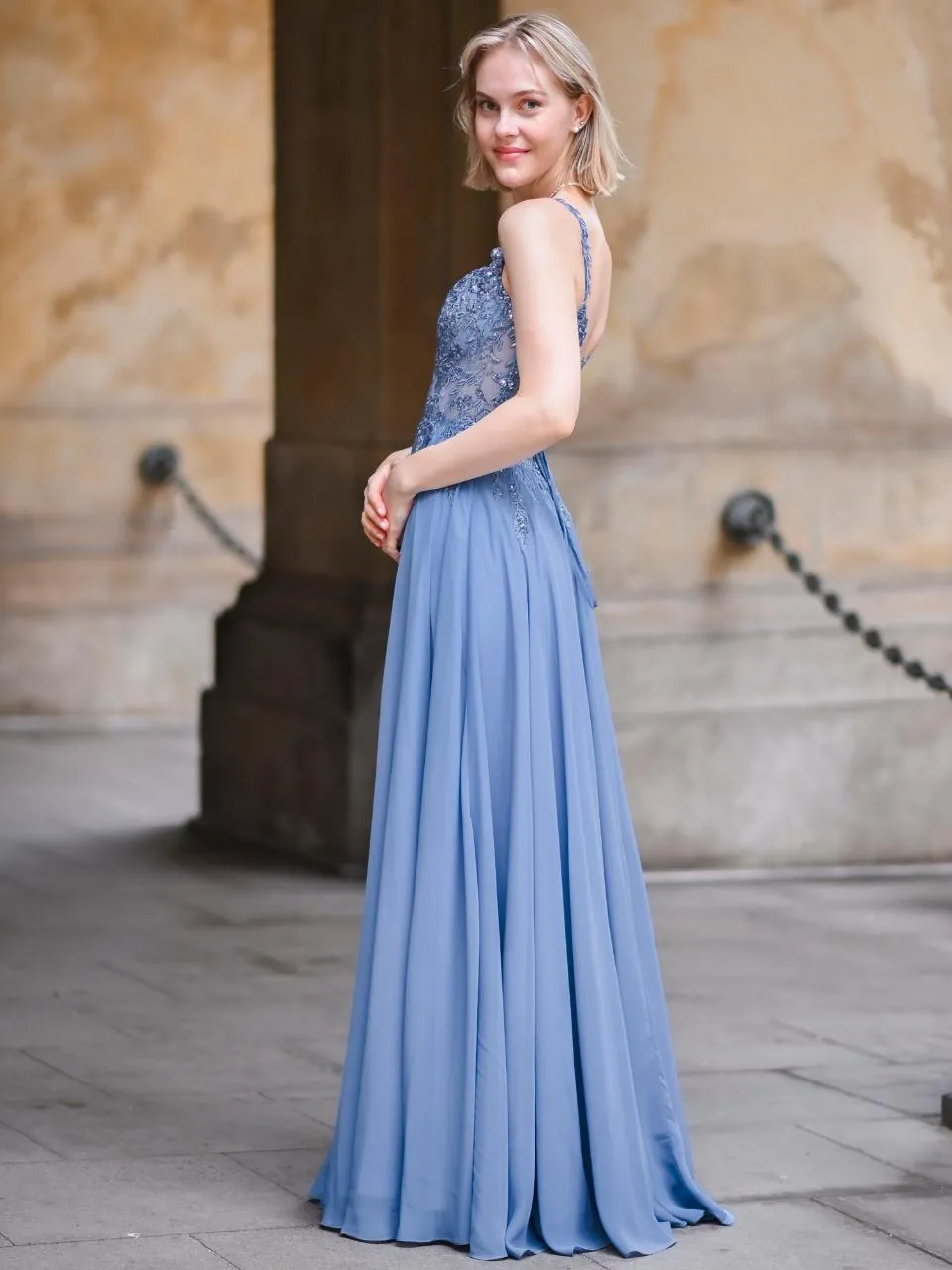 Abendkleid Luana, graublau