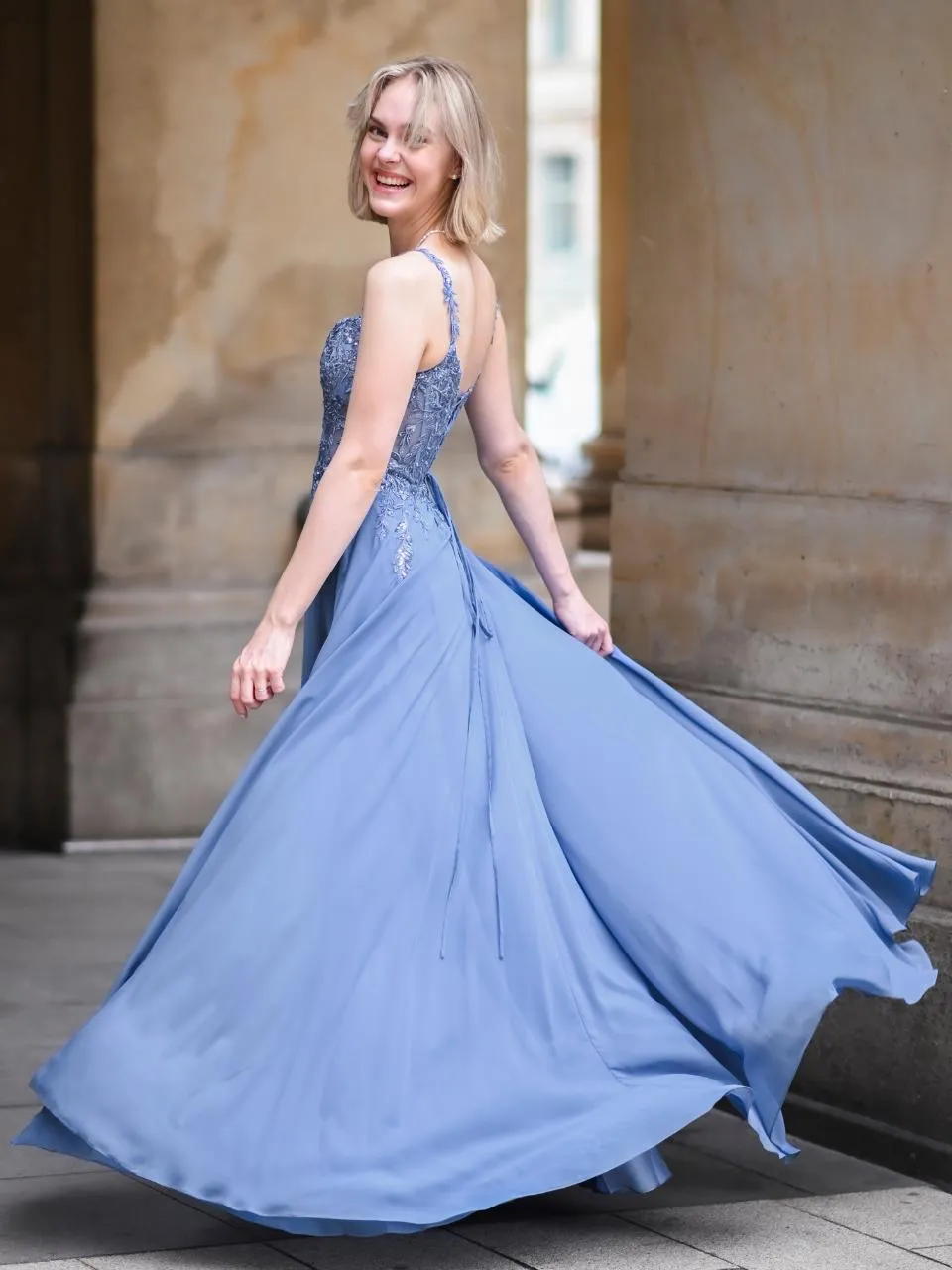 Abendkleid Luana, graublau