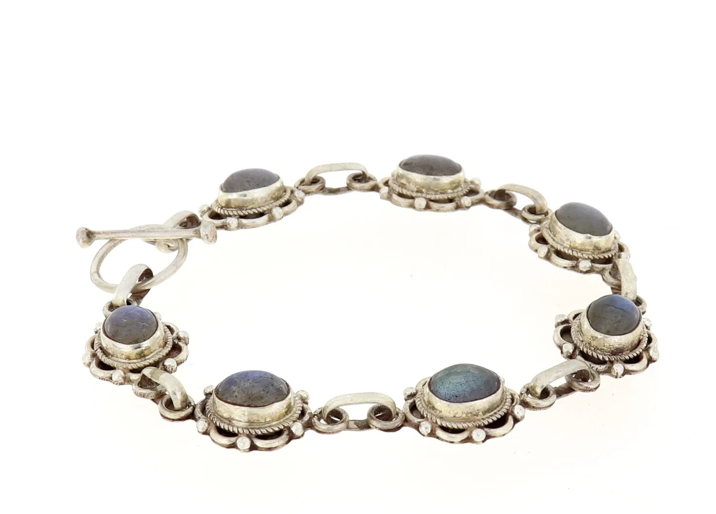 Armband mit blauen Labradorit feine Handarbeit Echt Silber Länge 185 mm X-A-24