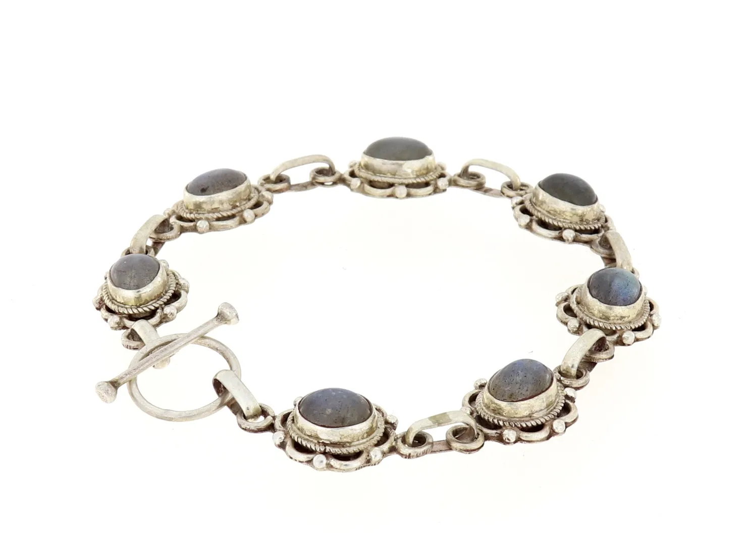 Armband mit blauen Labradorit feine Handarbeit Echt Silber Länge 185 mm X-A-24