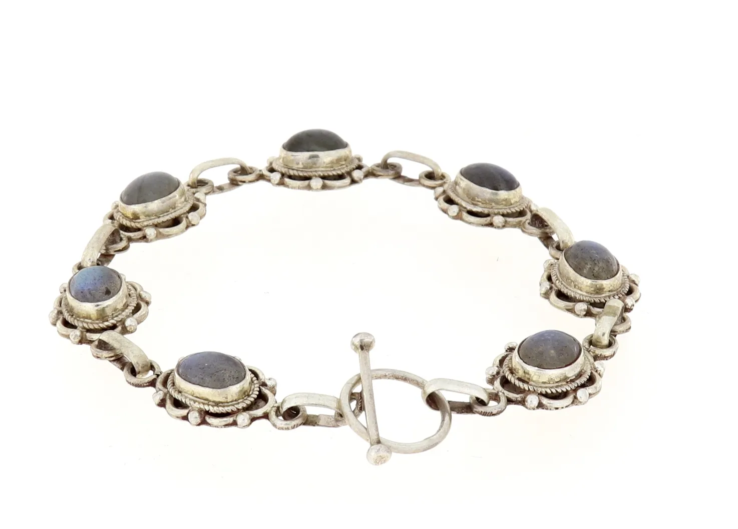 Armband mit blauen Labradorit feine Handarbeit Echt Silber Länge 185 mm X-A-24