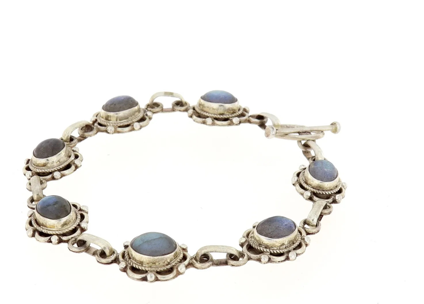 Armband mit blauen Labradorit feine Handarbeit Echt Silber Länge 185 mm X-A-24