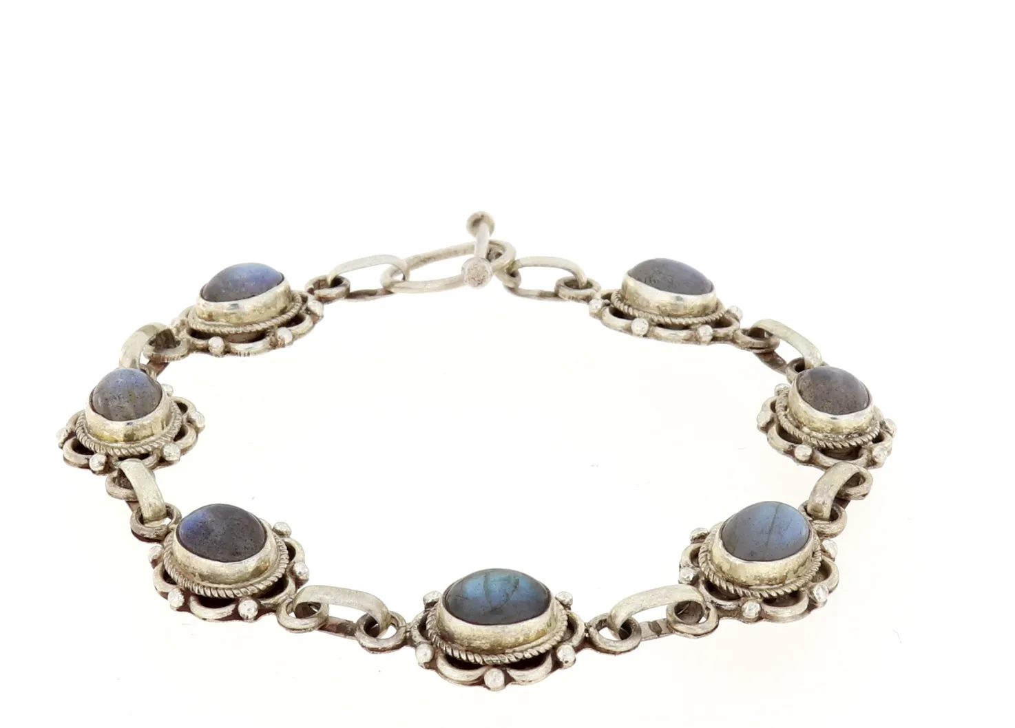 Armband mit blauen Labradorit feine Handarbeit Echt Silber Länge 185 mm X-A-24