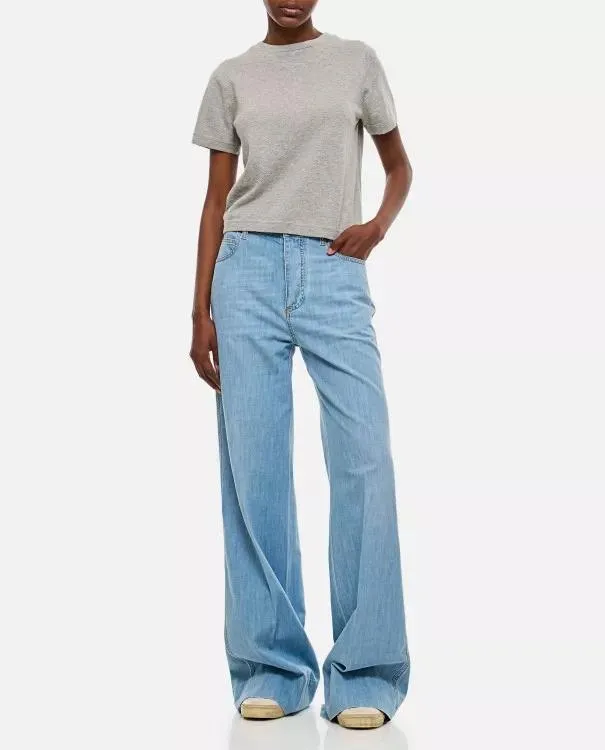   Bottega Veneta  Bleached Light Wide Leg Denim Pants Blue