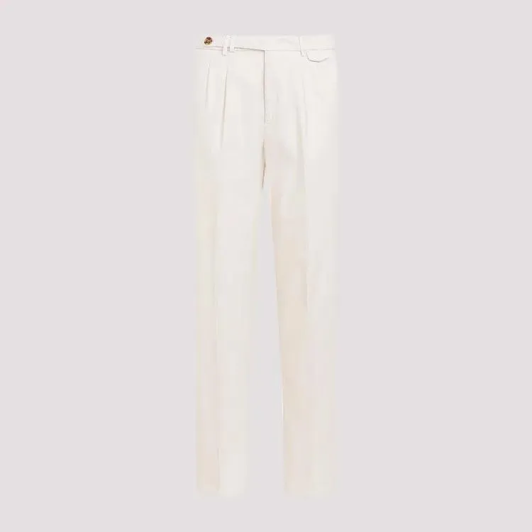   Brunello Cucinelli  Off White Cotton Pants Neutrals