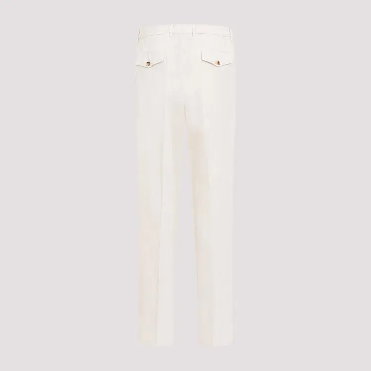   Brunello Cucinelli  Off White Cotton Pants Neutrals