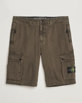 Brushed Cotton Canvas Cargo Shorts Military Green