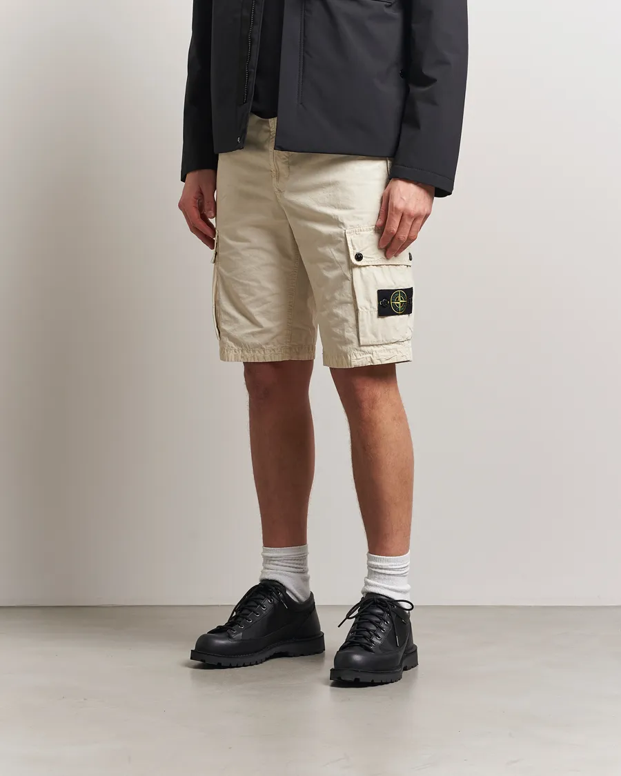 Brushed Cotton Canvas Cargo Shorts Sand