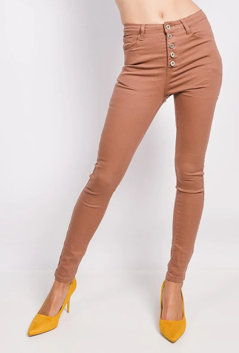 Buttoned high waist pants