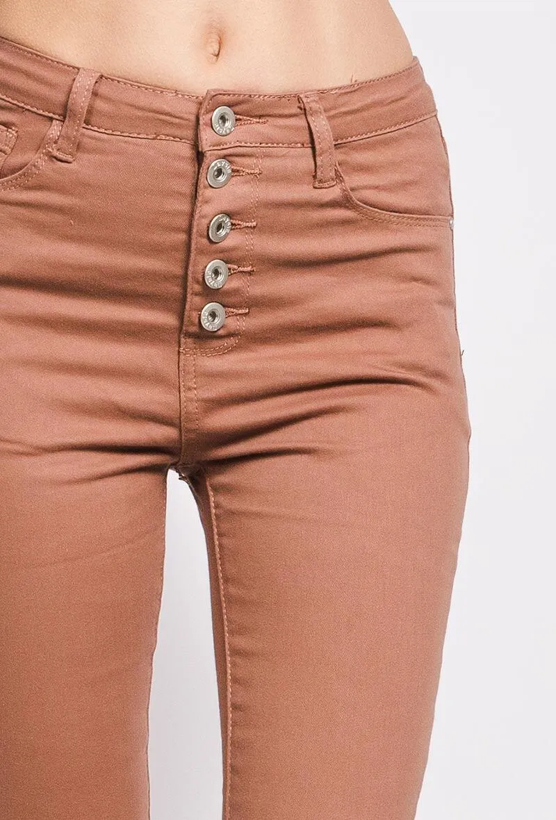 Buttoned high waist pants