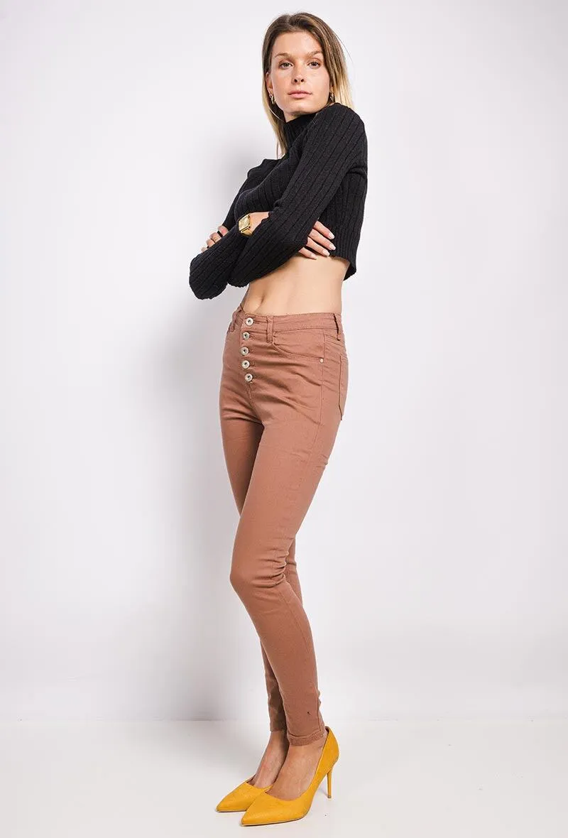 Buttoned high waist pants