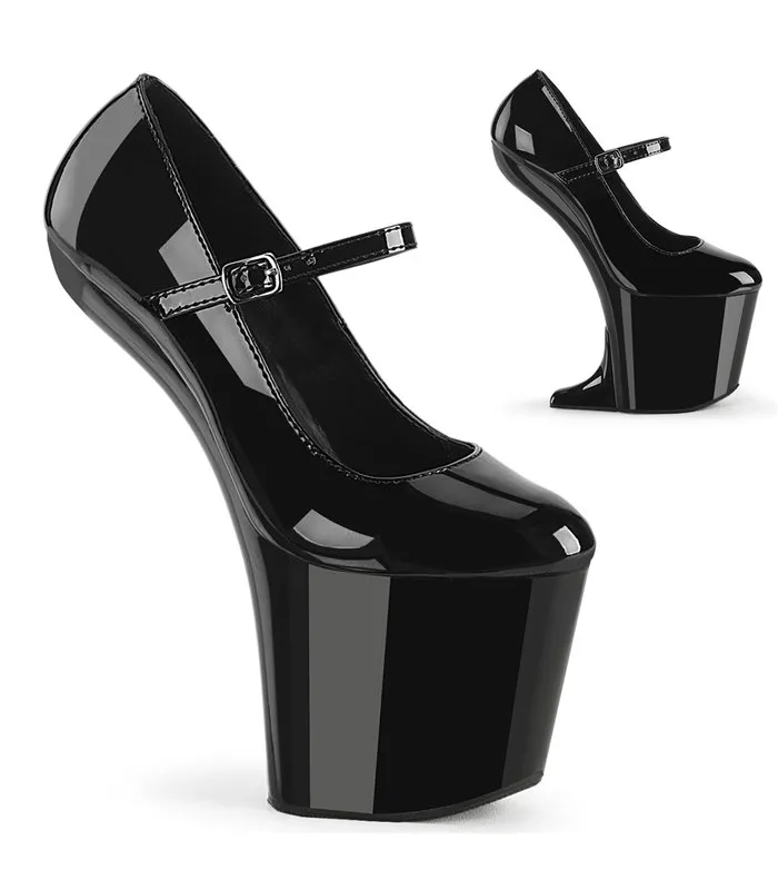 CRAZE-880 Plateau Pony High Heels - Schwarz Lack | Pleaser online günstig kaufen!