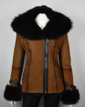 Designer Lammfelljacke mit echtem Toskana Fell Kapuze