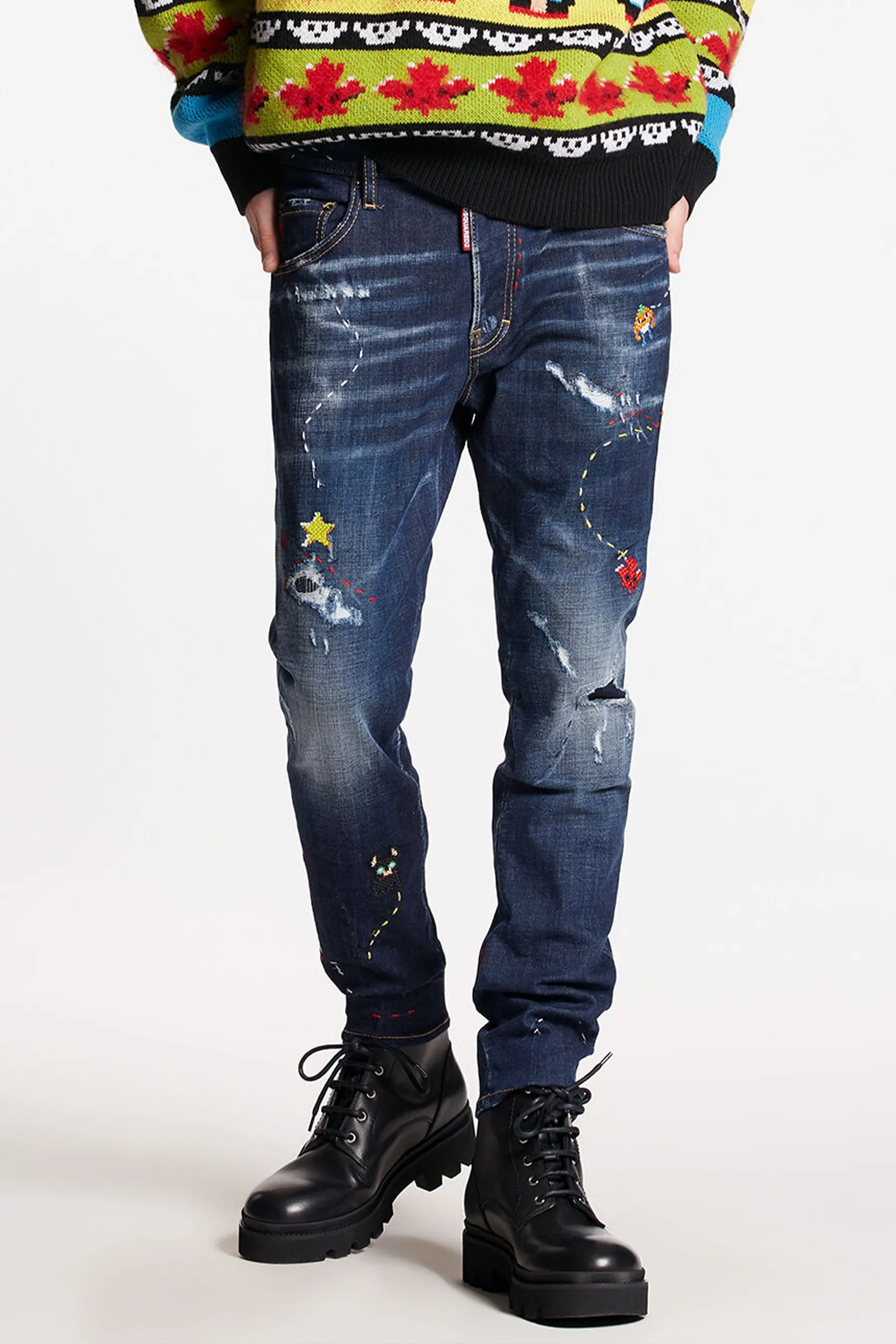 DSQUARED2 Monster Maze Wash Skater Jeans  