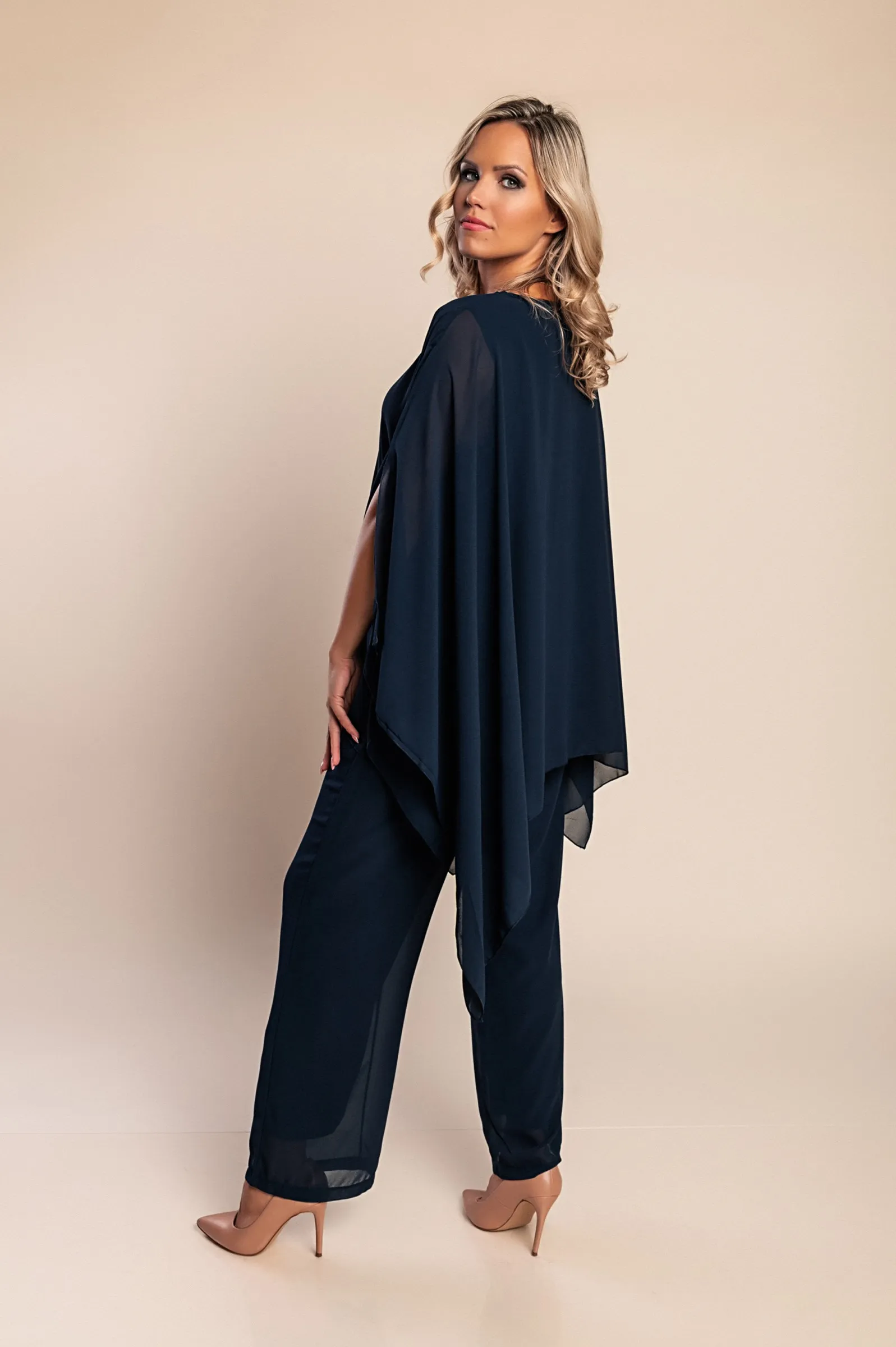 Elegantes Set aus Tunika und langer Hose, dunkelblau