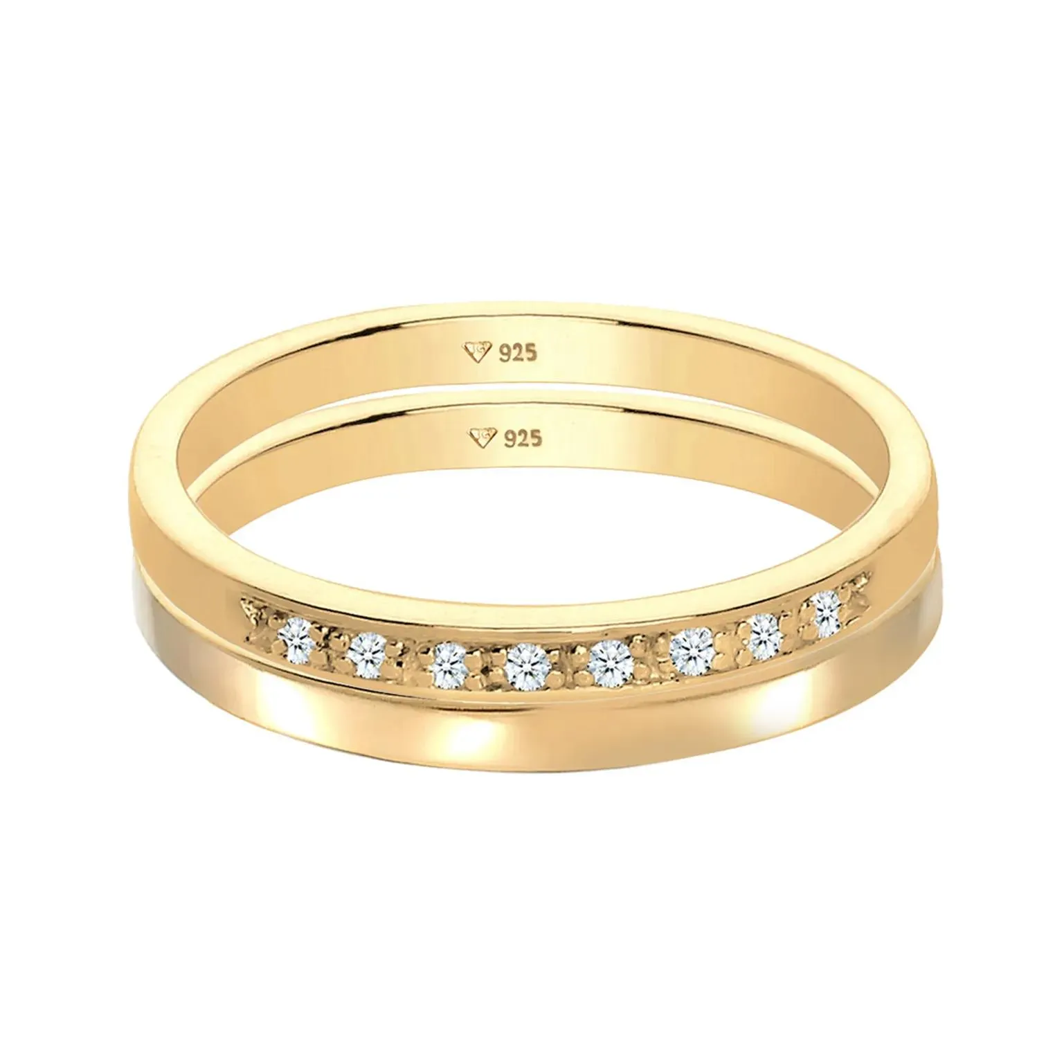   Elli  Ring Basic Memoire Diamant (0.04 ct) 2er Set 925 S gold  Diamantring 