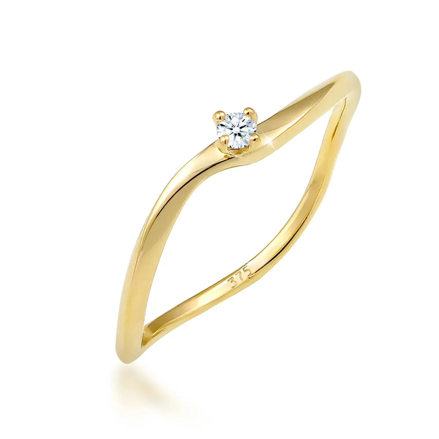   Elli  Ring Verlobung Welle Diamant (0.03 ct.) 375 Gelbgo gold  Diamantring 