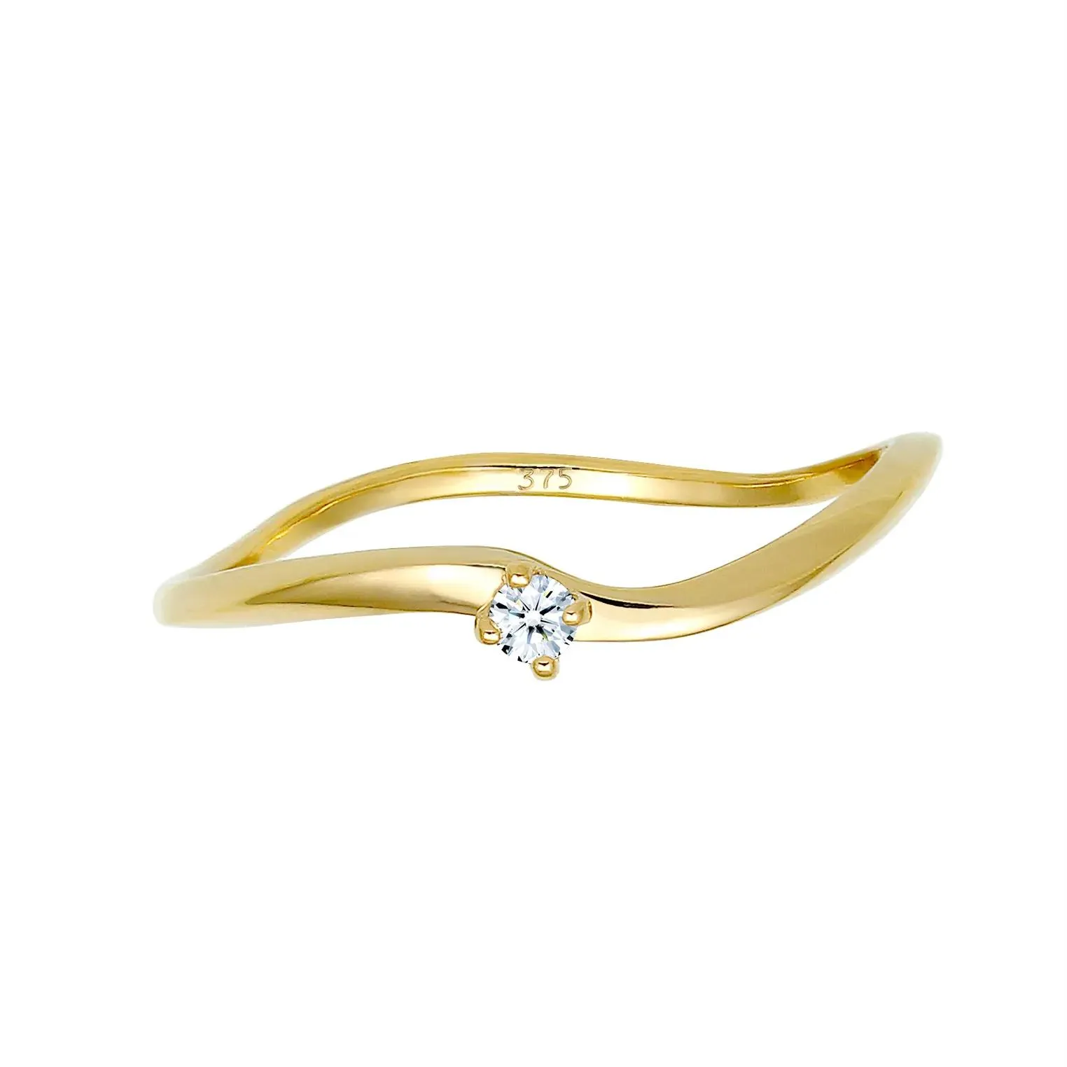   Elli  Ring Verlobung Welle Diamant (0.03 ct.) 375 Gelbgo gold  Diamantring 