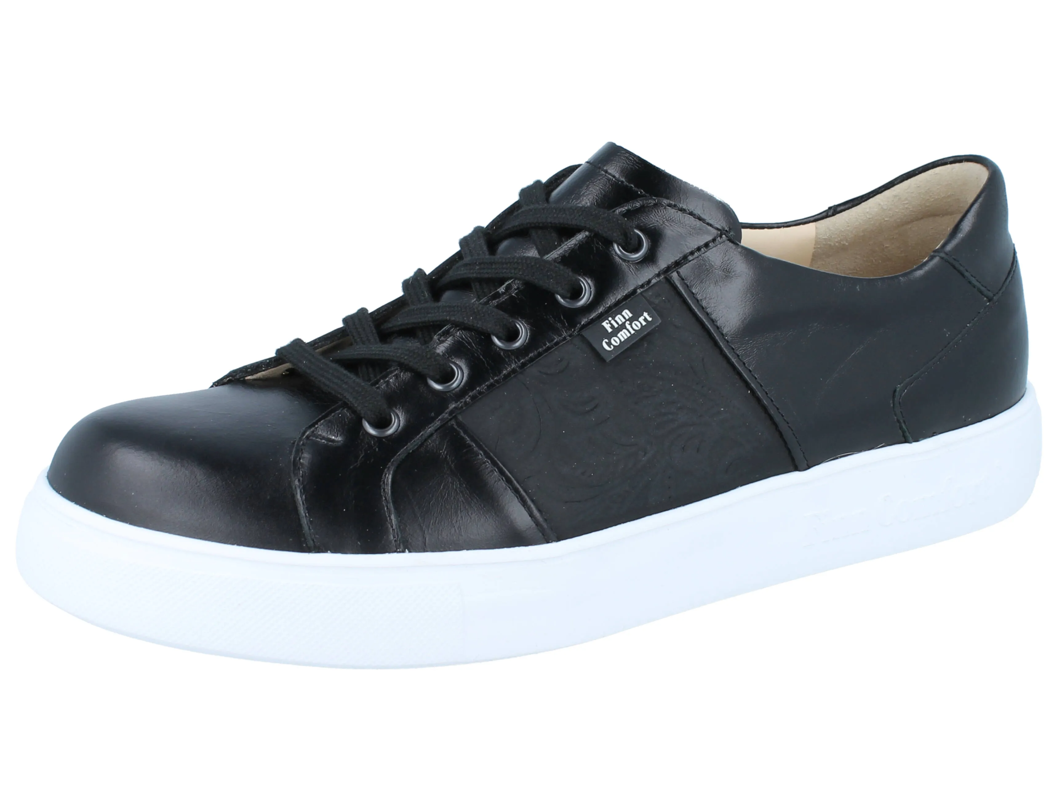 FINN COMFORT Omaha Damen Sneaker schwarz Glatt- und Nubukleder