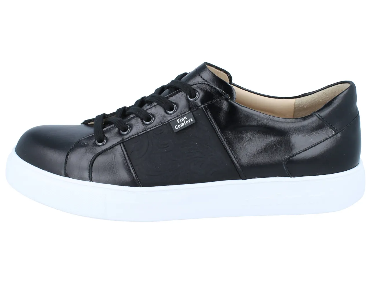 FINN COMFORT Omaha Damen Sneaker schwarz Glatt- und Nubukleder