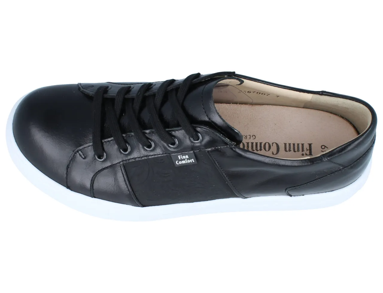 FINN COMFORT Omaha Damen Sneaker schwarz Glatt- und Nubukleder