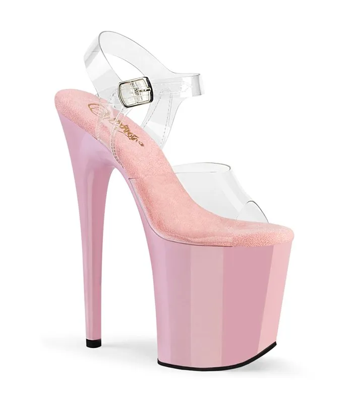 FLAMINGO-808 High Heels Sandalette - Transparent/Rosa | Pleaser-