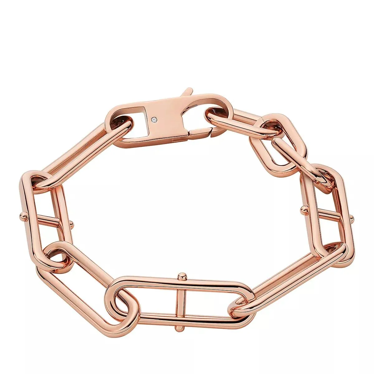   Fossil  Heritage D-Link Rose Gold-Tone Stainless Steel Cha Rose Gold  Armband 