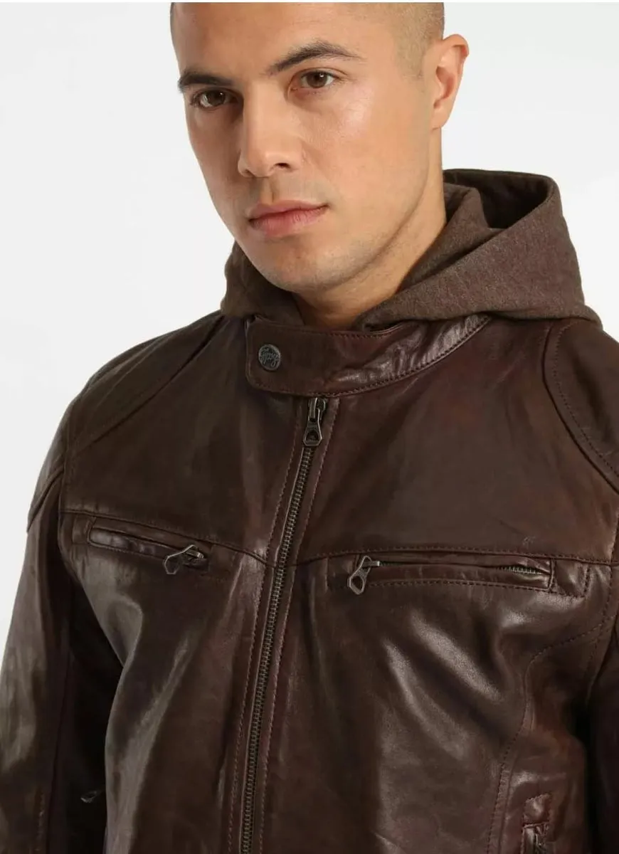 GIPSY BIKO W09 BIKERJACKE MIT KAPUZE brown