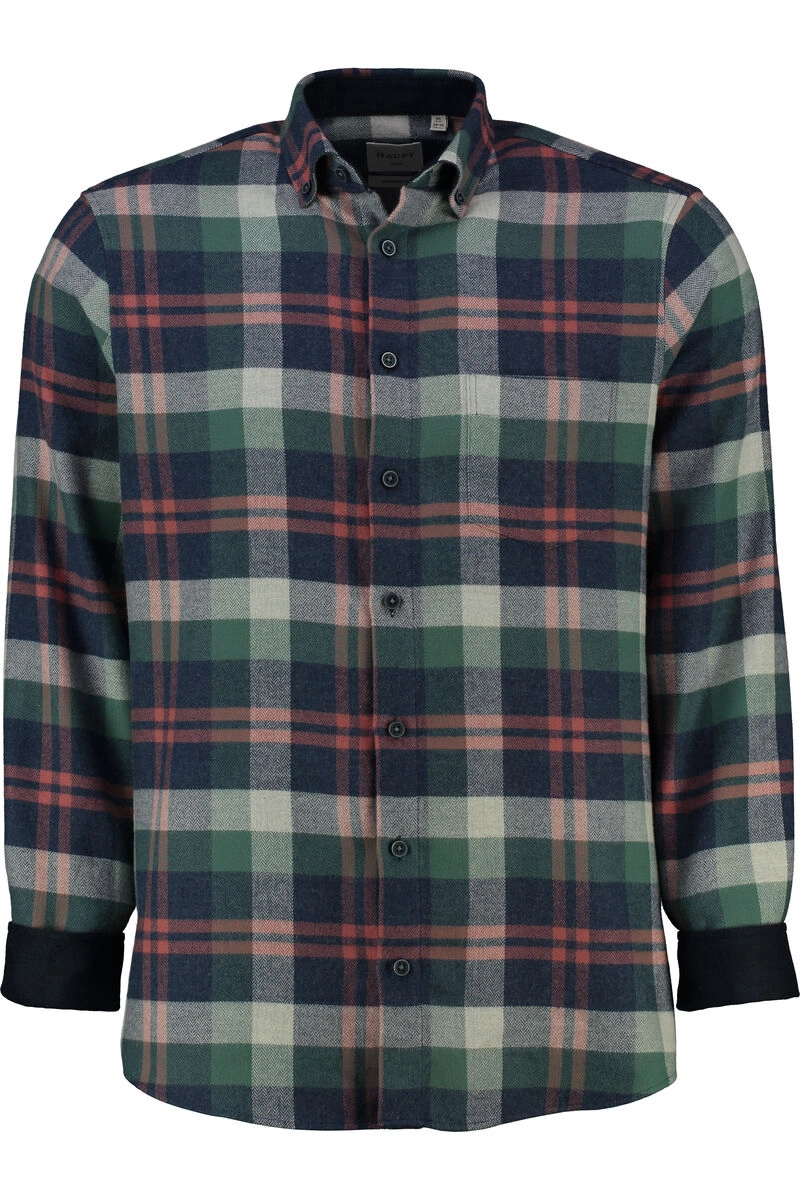 HAUPT Flanell Hemd blau kariert Modern Fit Langarm Button-Down