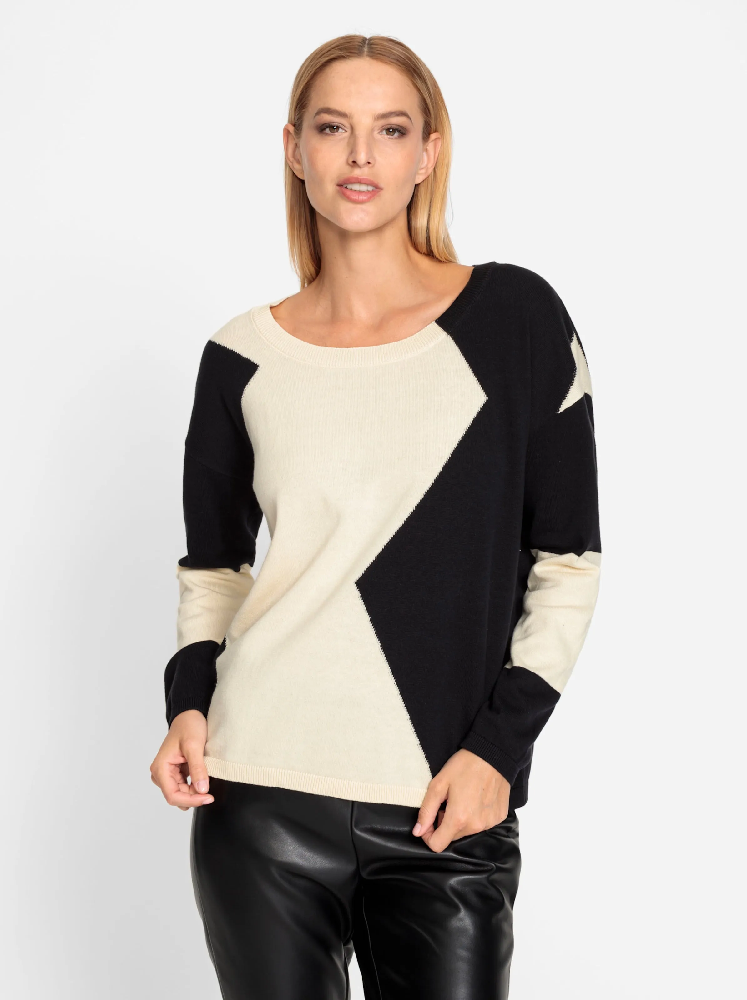 heine Pullover in schwarz-champagner-gemustert