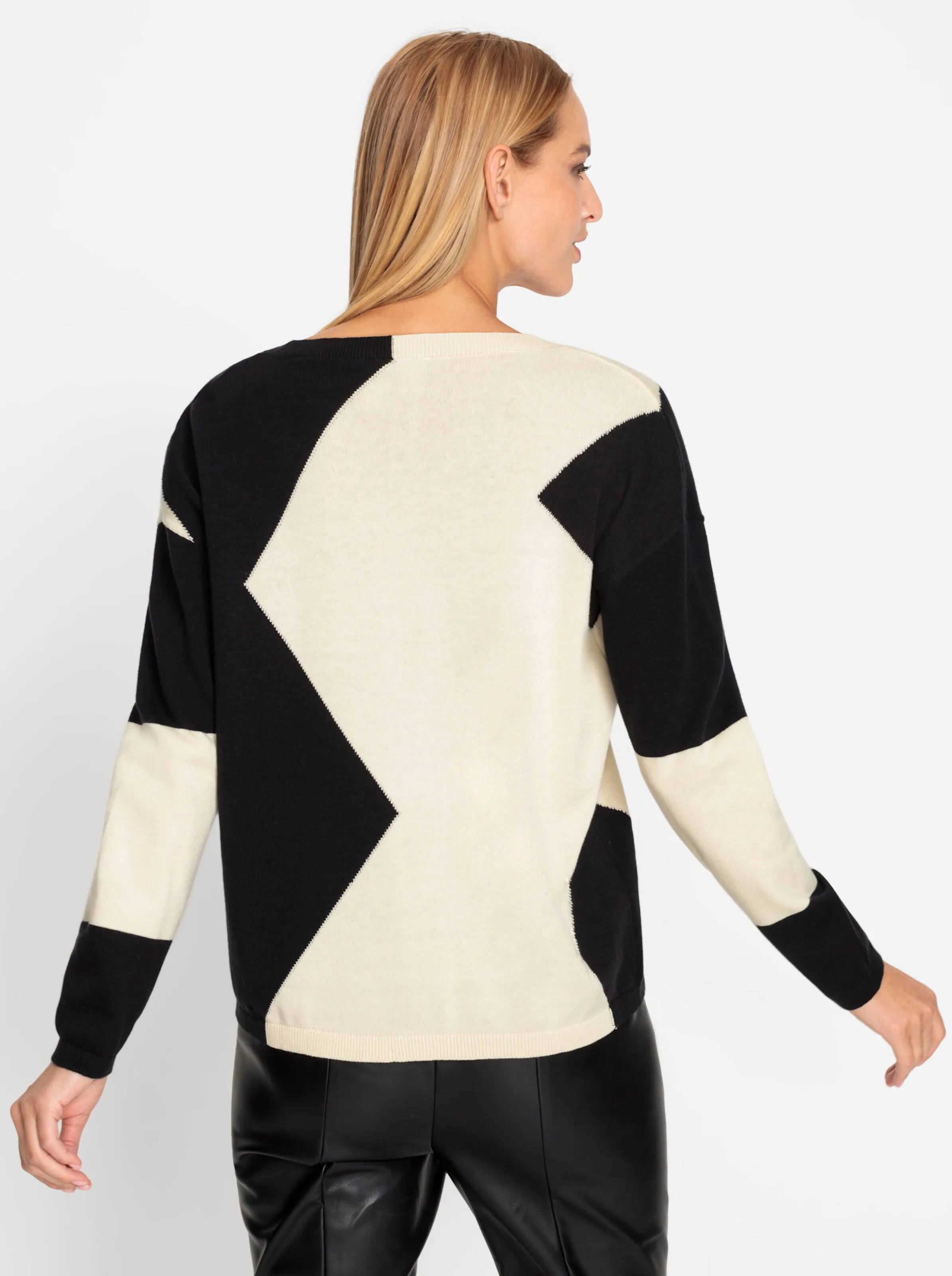 heine Pullover in schwarz-champagner-gemustert