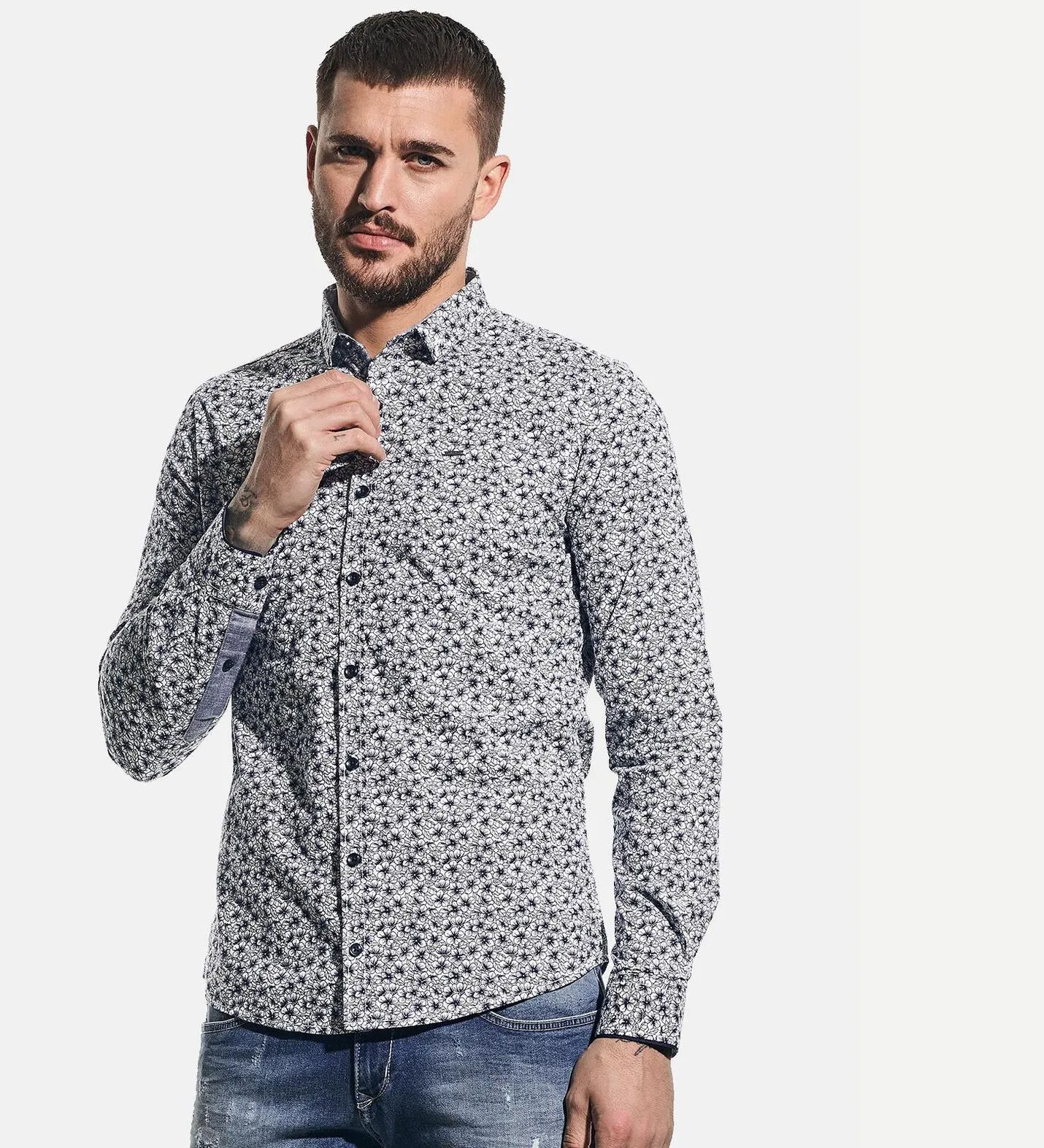 Herren emilio adani Hemd  mit floralem Print in Blau kaufen 31236