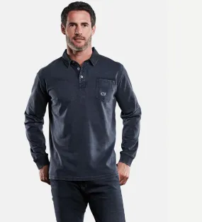 Herren engbers Poloshirt langarm in Blau kaufen 28914