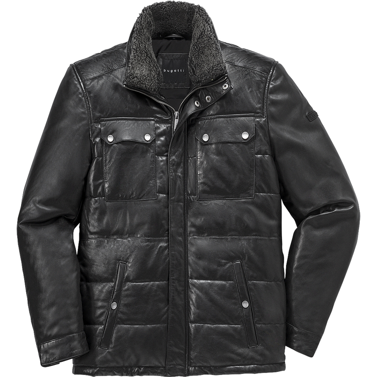 Herren Leder-Steppjacke