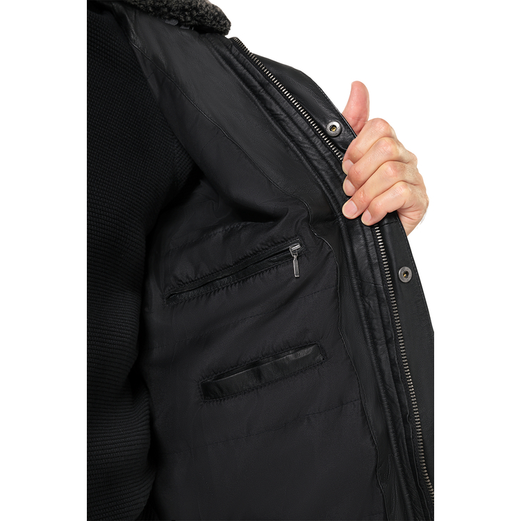 Herren Leder-Steppjacke