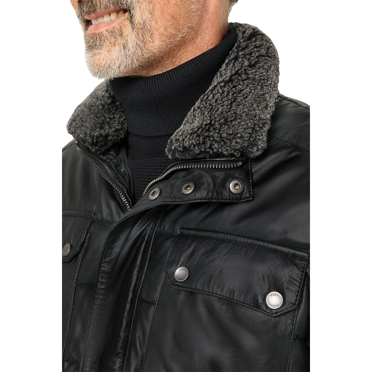 Herren Leder-Steppjacke