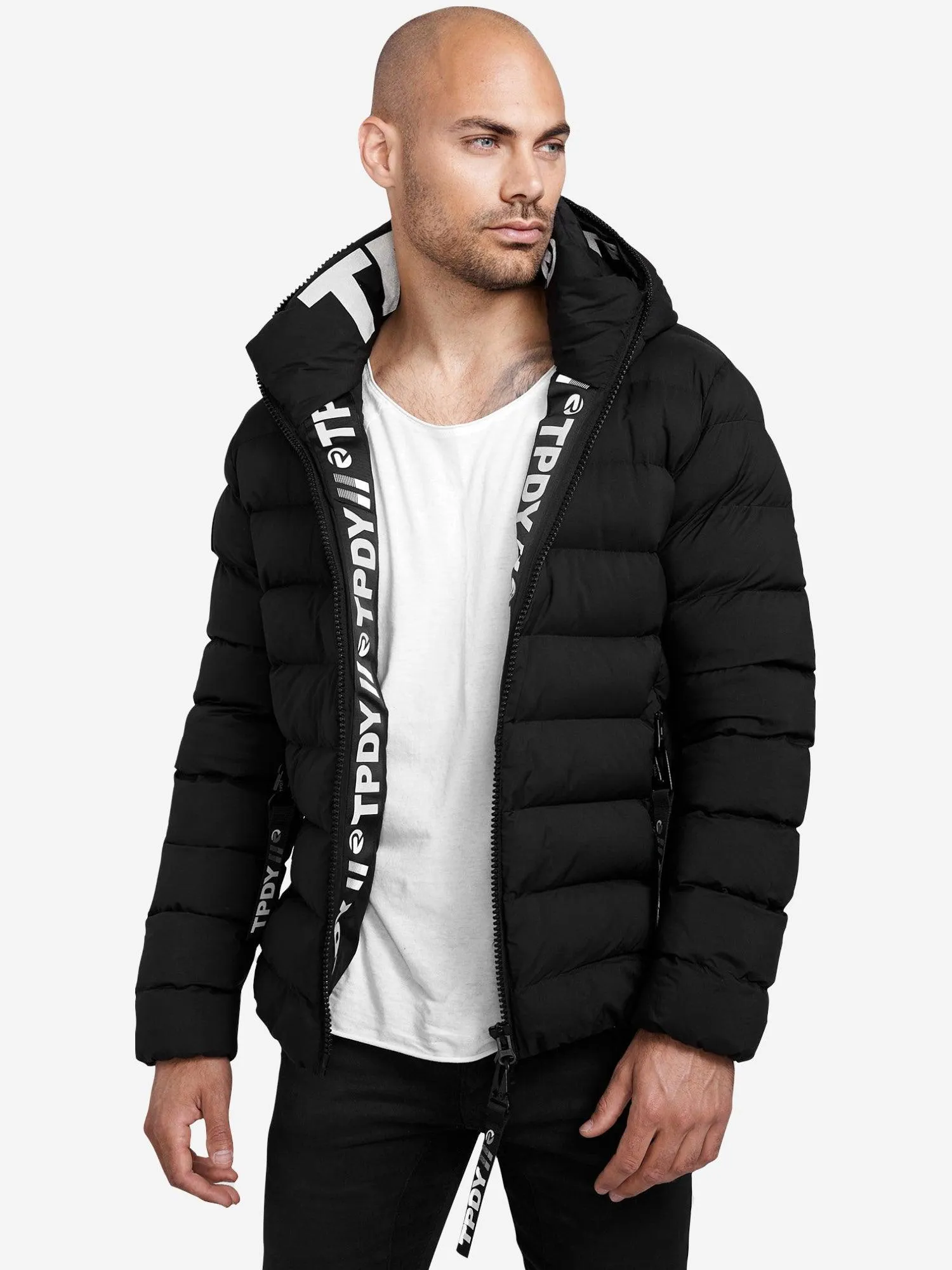 Herrenjacke Neo mit Kapuze - Schwarz & Wasserabweisend