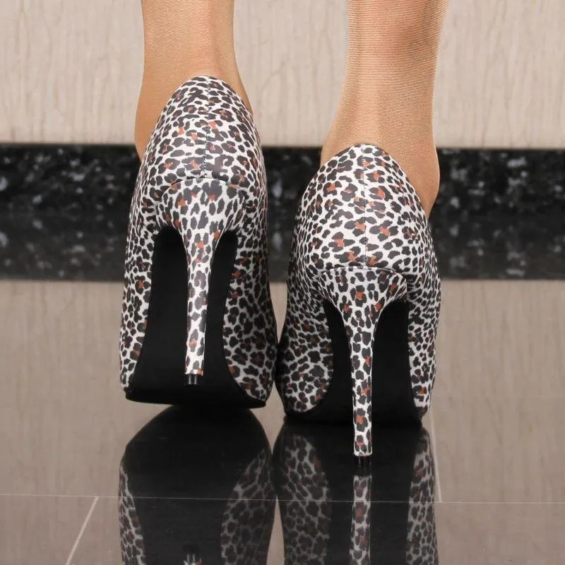 Hochhackige Damen High Heels Pumps mit Animal Print Leopard