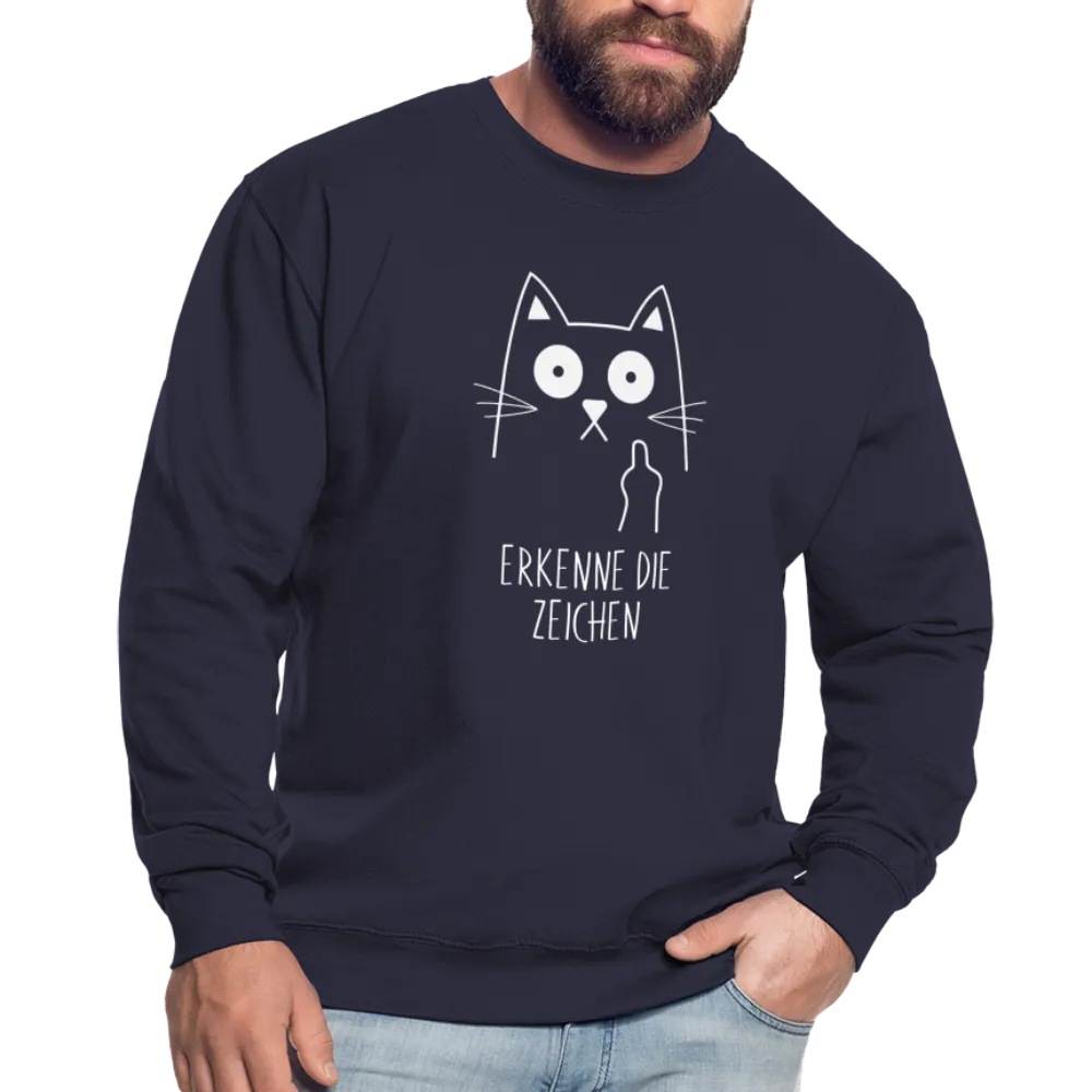 Katze Mittelfinger erkenne die Zeichen Unisex Pullover