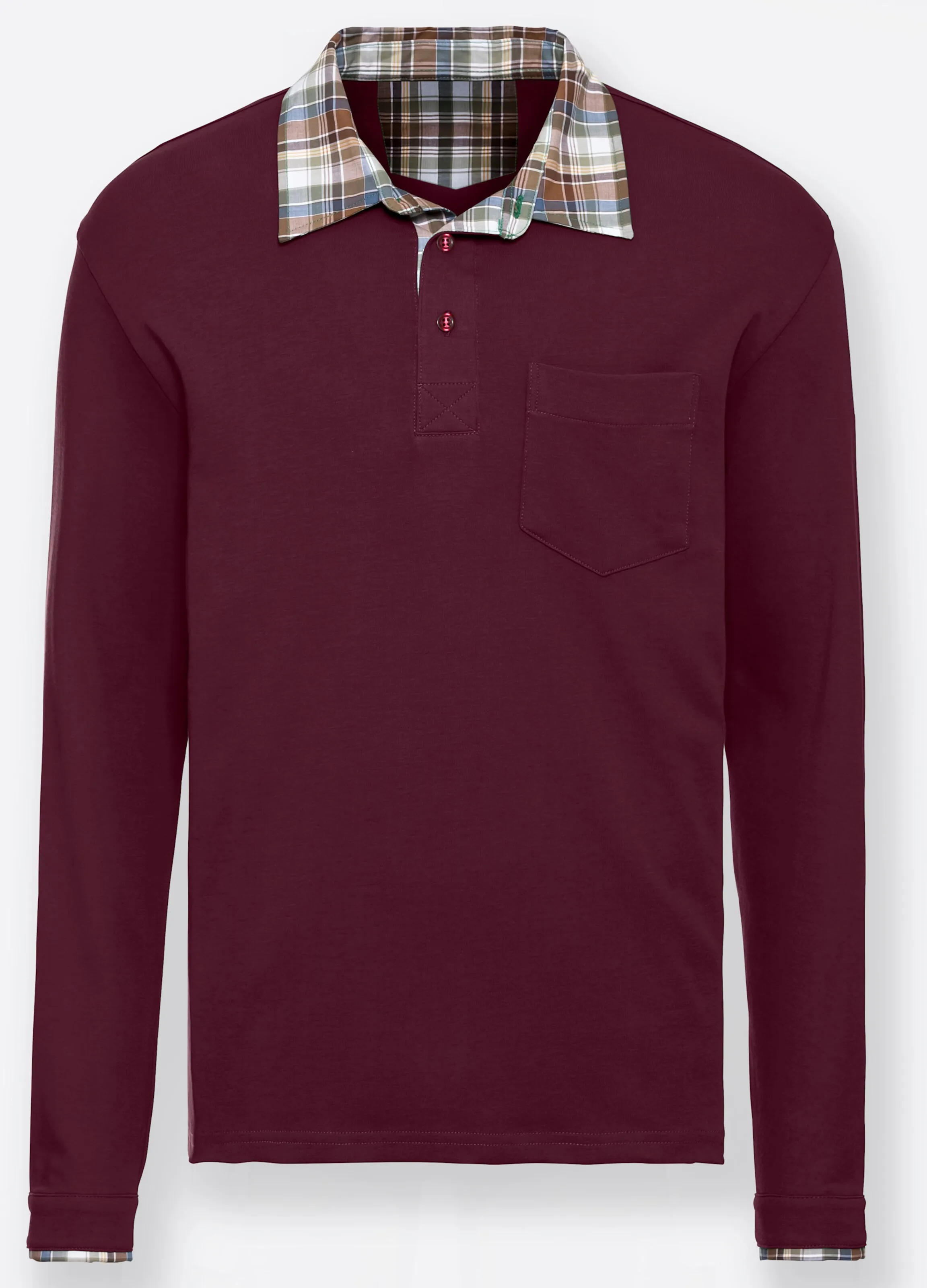 Langarm-Poloshirt in bordeaux