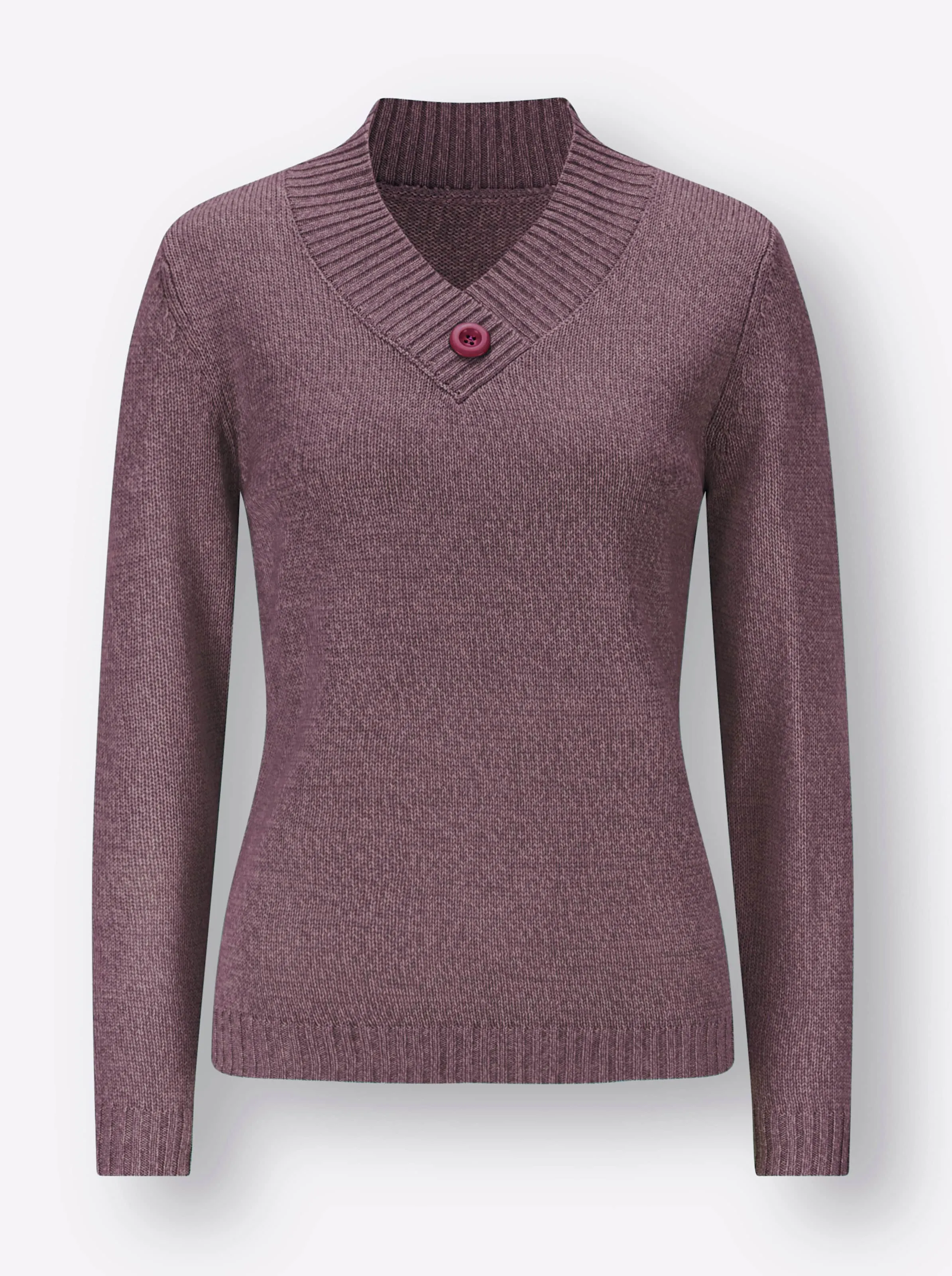 Langarm-Pullover in burgund-mauve-meliert