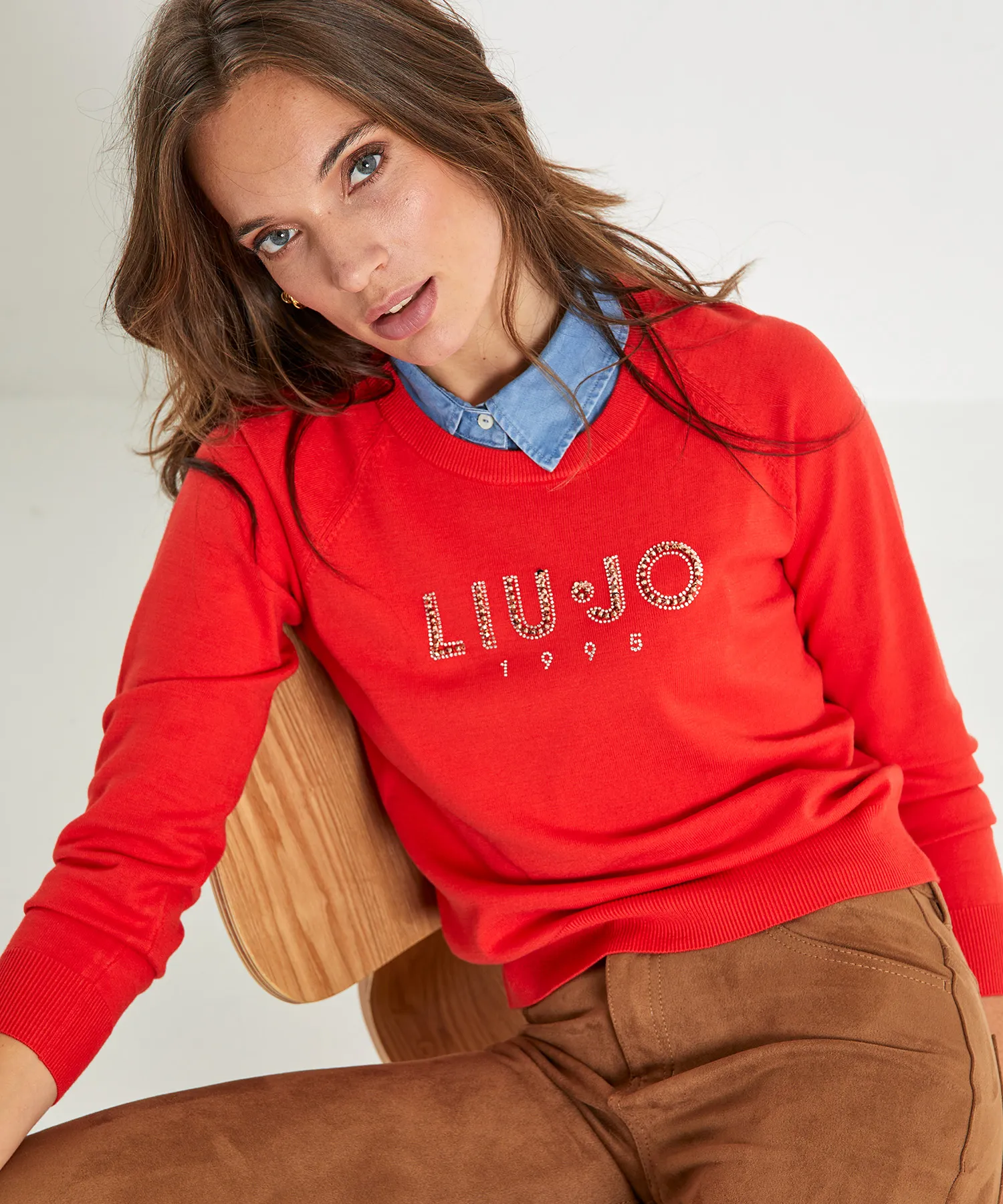 Liu Jo Pullover mit strassbesetztem Logodruck