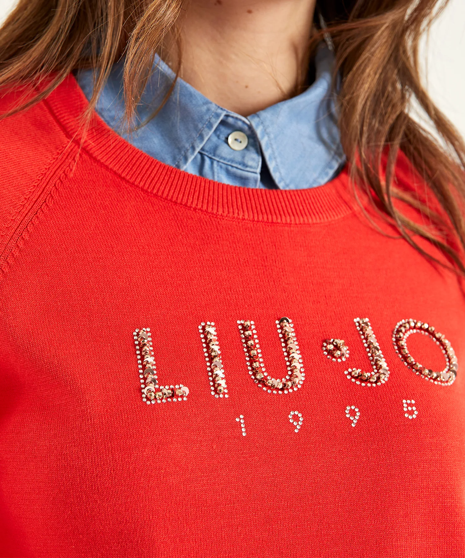 Liu Jo Pullover mit strassbesetztem Logodruck