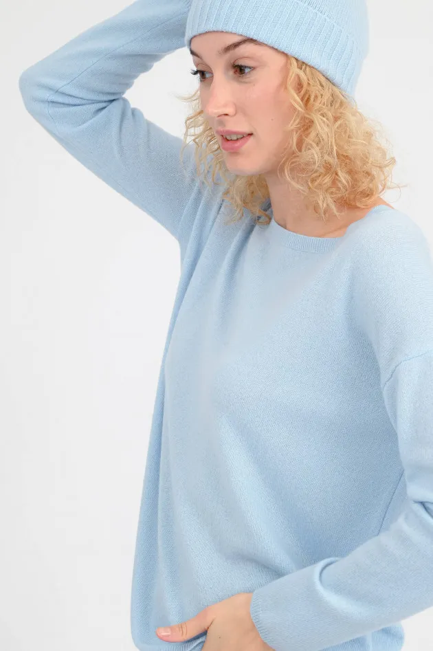 Loose Fit Cashmere-Pullover in Hellblau