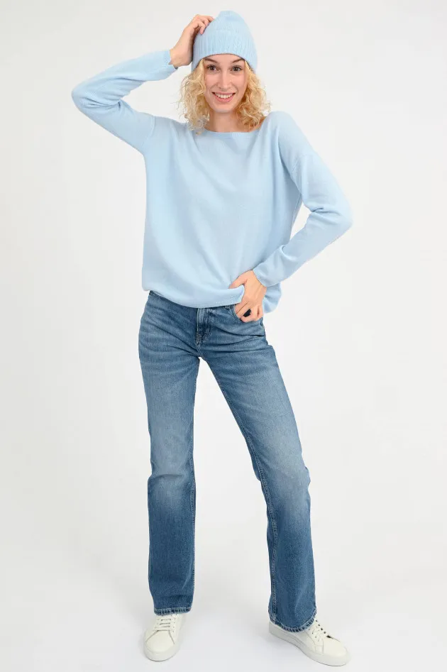 Loose Fit Cashmere-Pullover in Hellblau