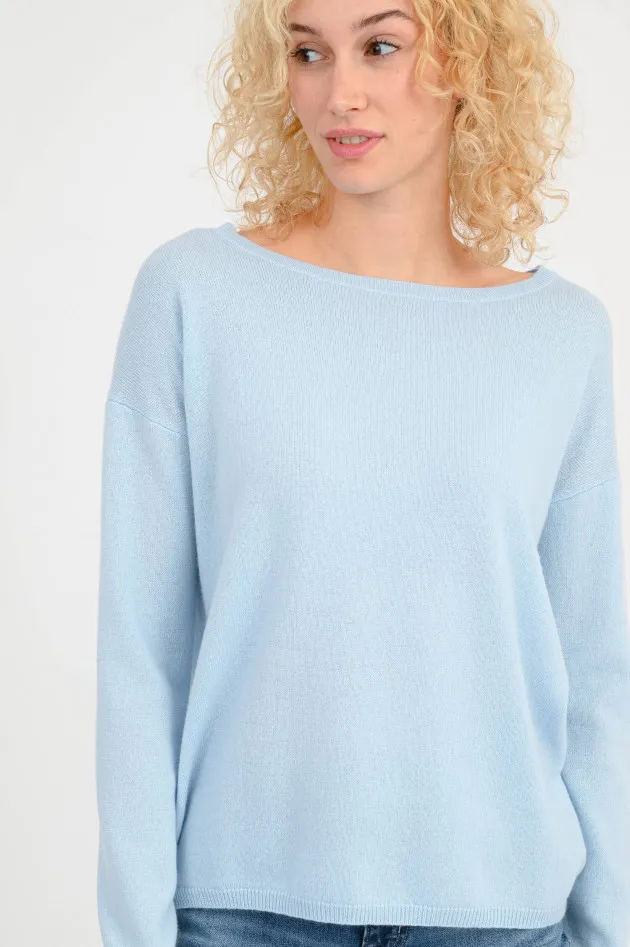 Loose Fit Cashmere-Pullover in Hellblau