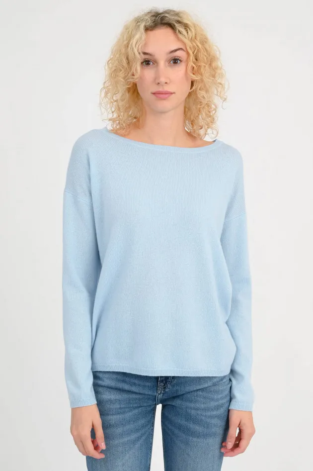 Loose Fit Cashmere-Pullover in Hellblau