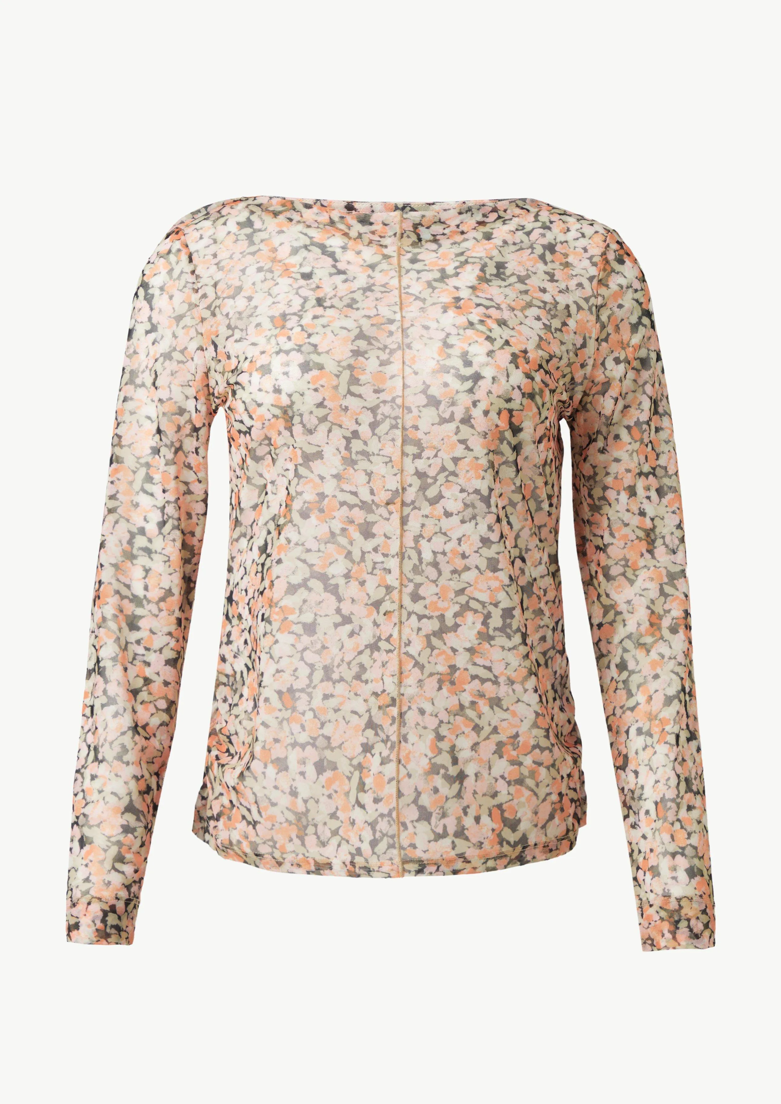 Mesh-Langarmshirt mit floraler Musterung