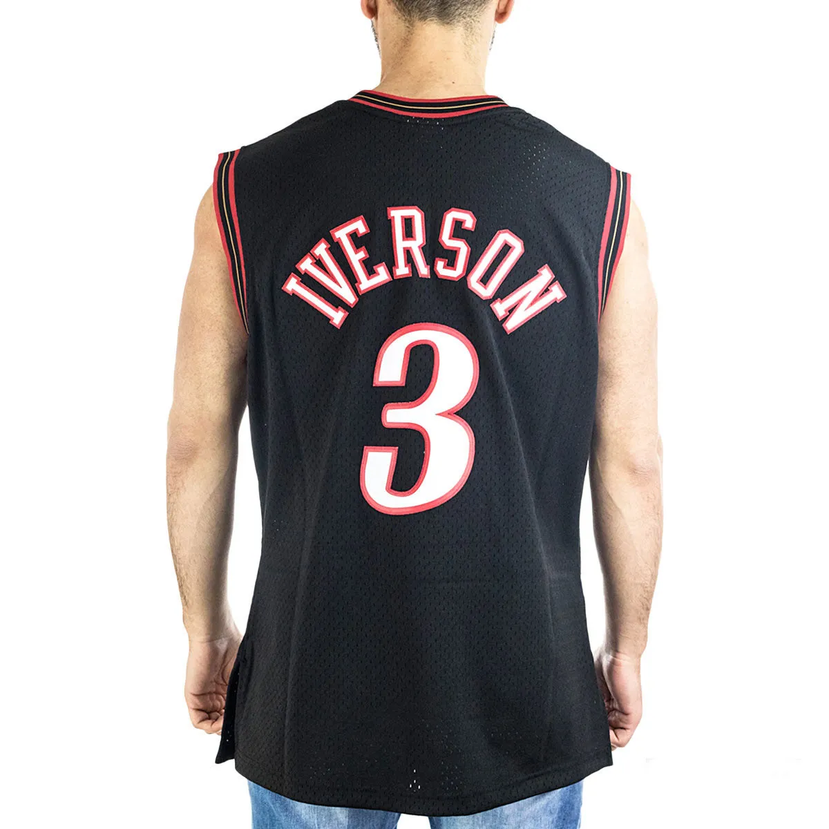 Mitchell & Ness Philadelphia 76ers Allen Iverson #3 2000-01 NBA Swingman Jersey Trikot SMJYGS18201-P76BLCK00AIValt - schwarz-wei