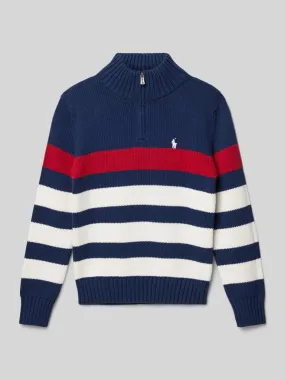 Polo Ralph Lauren Kids Strickpullover mit Streifenmuster Modell 'Mock' (marine) online kaufen